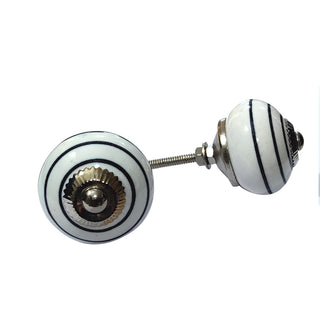 Sihi Black and White Spot Stripe Ceramic Knobs ( Set of 8 )