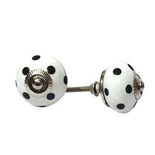 Sihi Black and White Spot Stripe Ceramic Knobs ( Set of 8 )