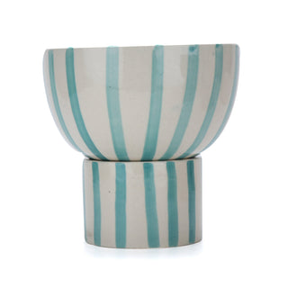 Green Striped Planter Pot ( 2 piece ) - Perilla Home