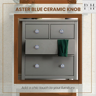 Aster Blue Ceramic Knob ( Set Of 6 )