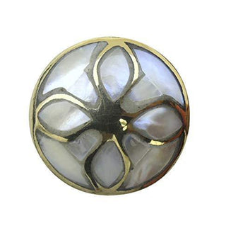 Four glass Brass Mother Of Pearl Knob (Set of 6)