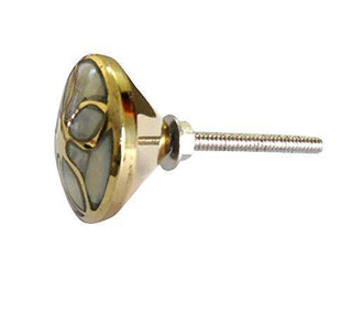 Four glass Brass Mother Of Pearl Knob (Set of 6)
