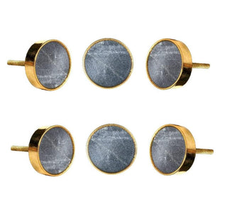 Set of 6 Black Swirled Marble Knob - Perilla Home