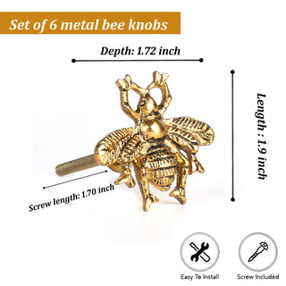 Gold Bee Brass Knobs (Set of 6)