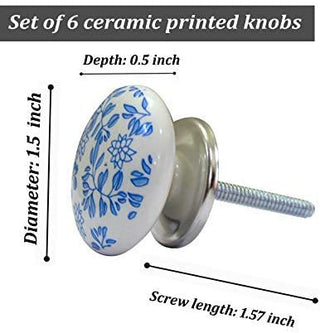 Blue Shabby Ceramic Knobs ( Set of 6 )