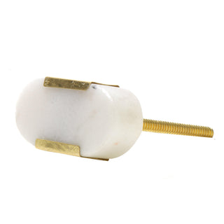 Set Of Six White Oval Marble Knobs - Perilla Home