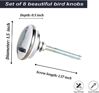 Bird Design Ceramic Drawer Knobs ( Set of 8 )