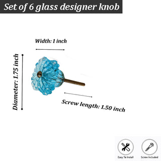 Glass Belle Knobs ( Blue) Set of 6