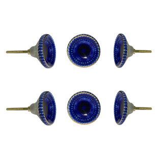 Marrakech Ceramic Knob Blue ( Set Of 6 ) - Perilla Home
