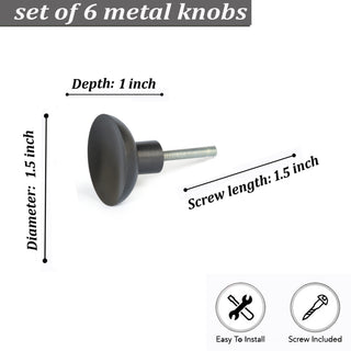 Black Bonn Metal Knobs (Set of 6)
