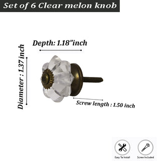 Small Clear Melon Knob (Set of 6)