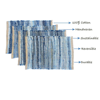 Perilla home Handmade Denim chindi Placemat  (Set of 4)