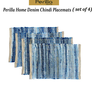 Perilla home Handmade Denim chindi Placemat  (Set of 4)