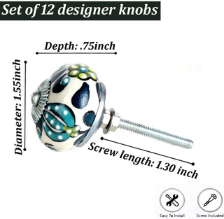 Ceramic Garden Green Drawer Knob (Set Of 12)