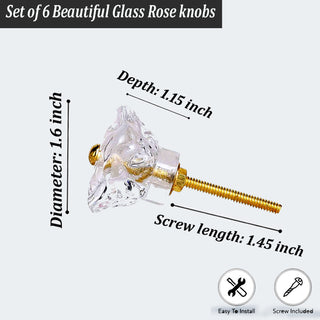 Transparent Rose Glass Knobs (Set of 6)