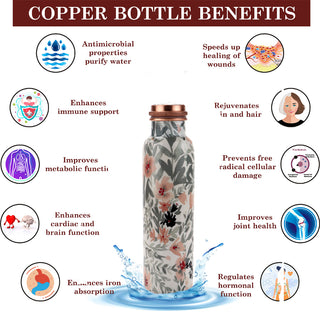 Grey Printed Copper Bottle (1L)