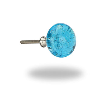 Turquoise Glass Bubble Knobs (Set of 6)