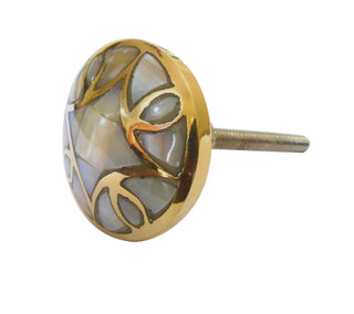 Silver Print Brass Knobs | Mother Of Pearl (Set of 6)