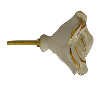 Off White Rose Ceramic Knobs - Perilla Home