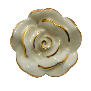 Off White Rose Ceramic Knobs - Perilla Home