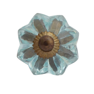 Light Blue Melon Glass Knobs (Set of 6)
