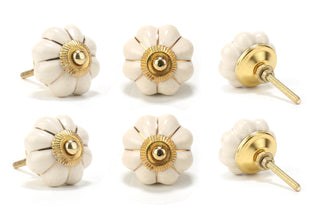 Off White Ceramic Flower Knobs - Perilla Home