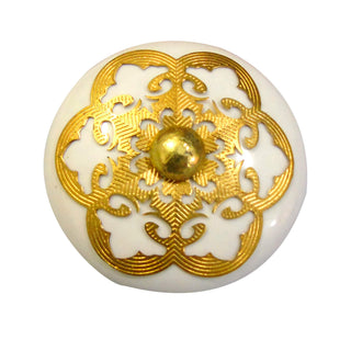 Golden Round Ceramic drawer Knob 