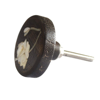 Lily Flower Wooden Knobs | Mother Of Pearl (Set of 6)
