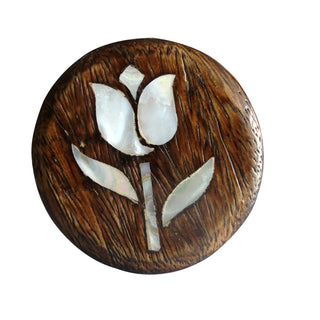 Tulip Flower Wooden Knobs | Mother of Pearl (Set of 6)