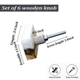 Wooden Rectangle Knobs (Set of 6)