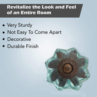 Light Blue Melon Glass Knobs (Set of 6)