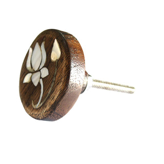 Lotus Flower Wooden Knobs | Mother Of Pearl (Set of 6)
