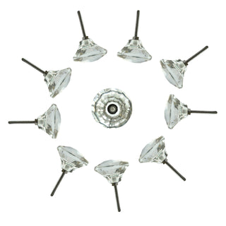 Clear Cut Glass Drawer Knobs (Set of 10)
