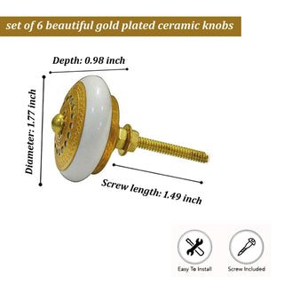 Golden Round Ceramic drawer Knob size dimensions