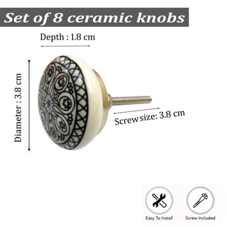 Mix Design Printed Ceramic Knobs ( Set of 8 )