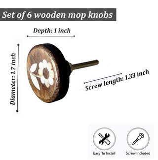 Daisy Flower Wooden Knobs | Mother Of Pearl (Set of 6)