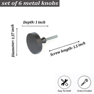 Black Jena Big Metal Knobs (Set of 6)