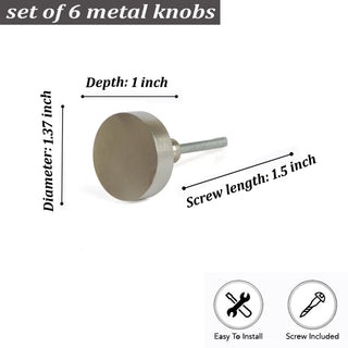 Silver Jena Big Metal Knobs (Set of 6)
