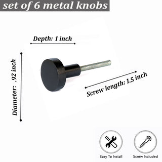 Black Jena Small Metal Knobs (Set of 6)
