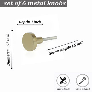 Golden Jena Small Brass Knobs (Set of 6)
