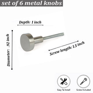 Silver Jena Small Metal Knobs (Set of 6)