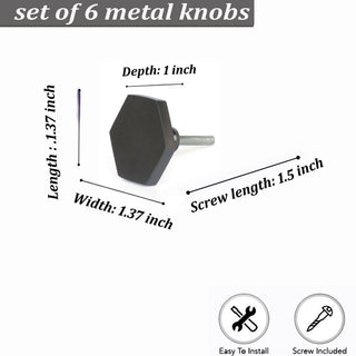 Black Lucca Metal Knobs (Set of 6)