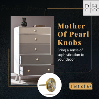 Silver Print Brass Knobs | Mother Of Pearl (Set of 6)