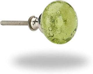 Olive green glass bubble knobs ( set of 6 )