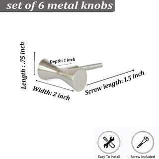 Silver Royan Metal Knobs (Set of 6)