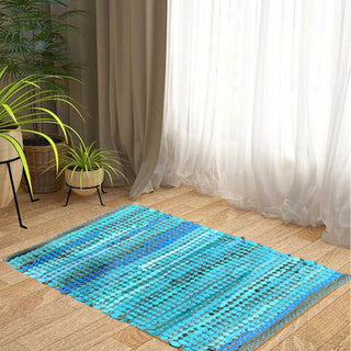 Perilla home Handmade Turquoise chindi Rug (24 x 36 inch)