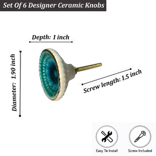 Marrakesh Ceramic Knob Turquoise ( Set Of 6 )