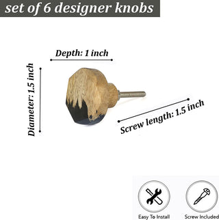 Vienna Black Wooden Knobs (Set of 6)